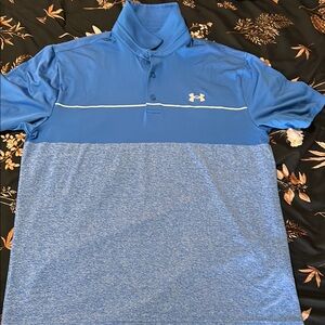 Under Armour Blue Polo Shirt with Textured Heather Design